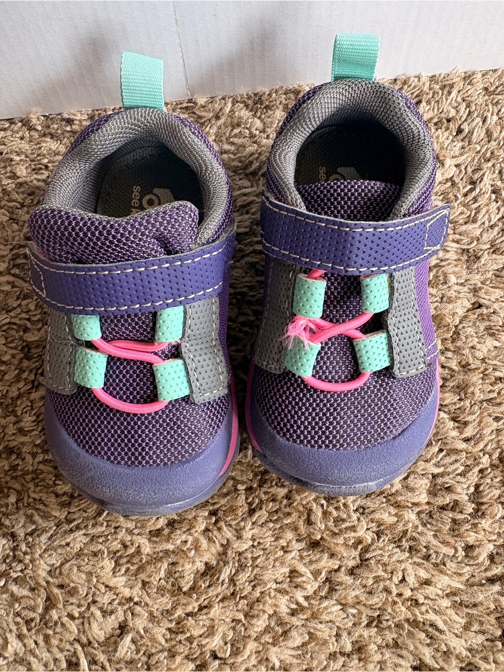 See Kai Run Girls Summit II US 4 Purple Hook & Loop Mesh Low Top - Picture 2 of 6